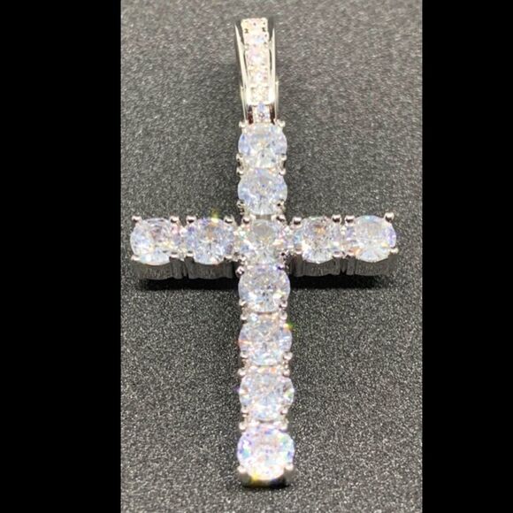 NEW Diamond Cross  Rope or Cuban Chain Necklace - Picture 4 of 9